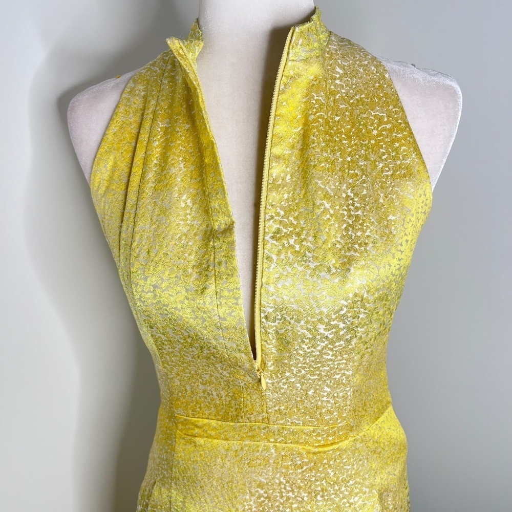 Vintage Akris Punto Mock Neck Knee Length Sleeveless Yellow Dress 6 - Picture 4 of 6